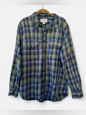Filson Vintage Green & Blue Plaid Cotton Button down Shirt